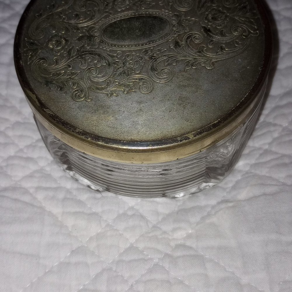 Art Deco Vanity Powder Jar Depression Glass